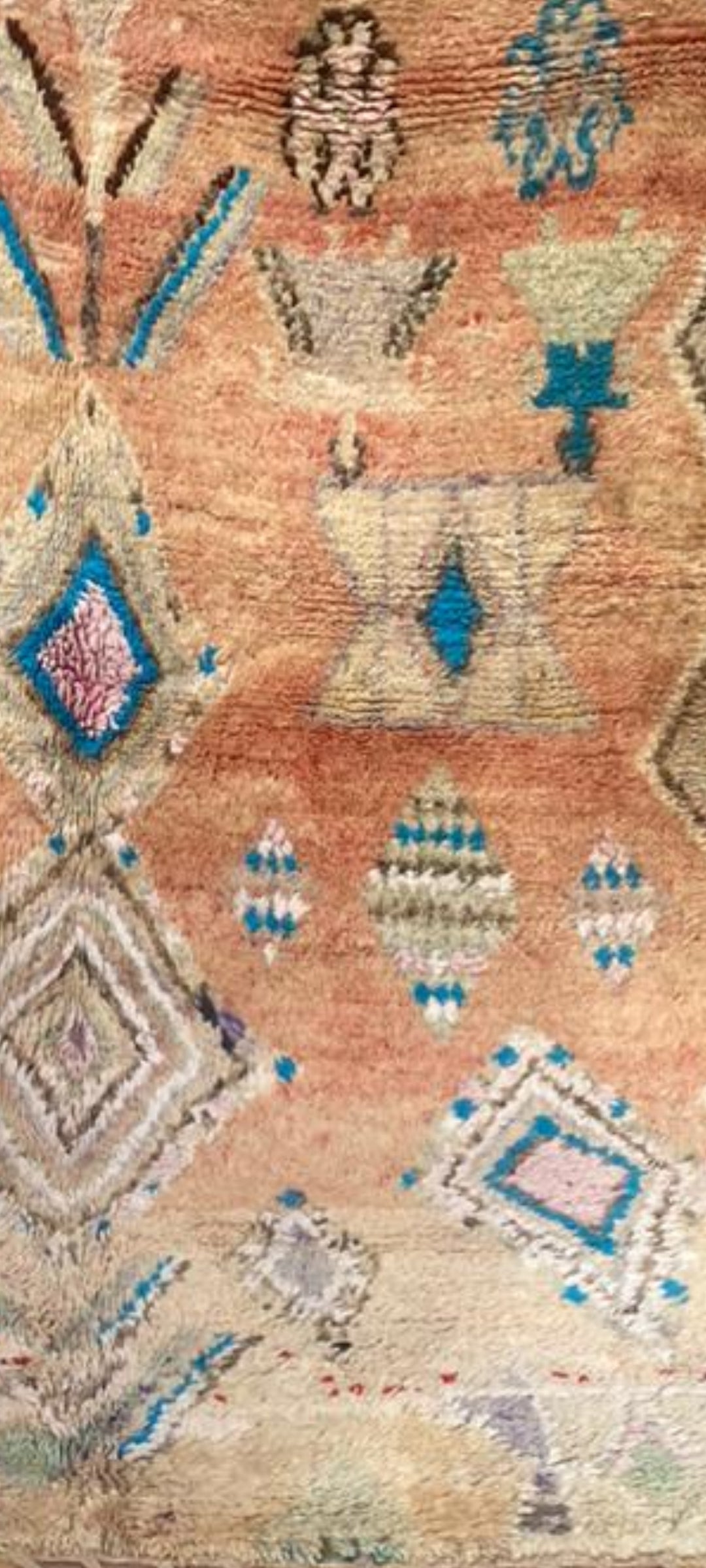 Vintage Moroccan Rug - Peach Azure