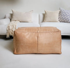 Large Rectangle Leather Ottoman Footstool