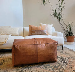 Large Rectangle Leather Ottoman Footstool