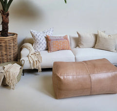 Large Rectangle Leather Ottoman Footstool