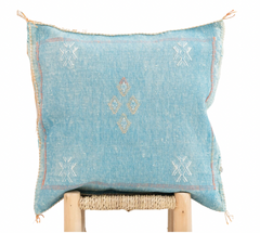 Cactus Silk Cushion Cover Light Blue
