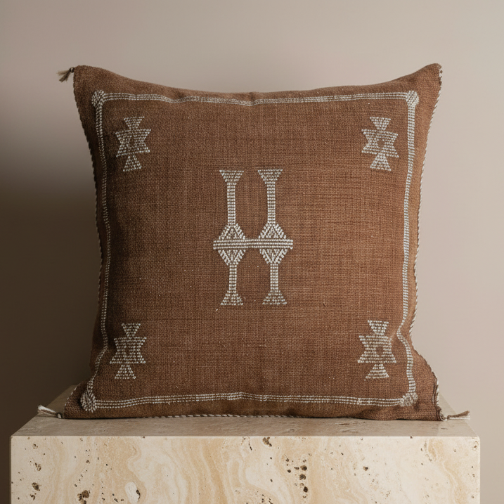 Cactus Silk Cushion Cover Brown