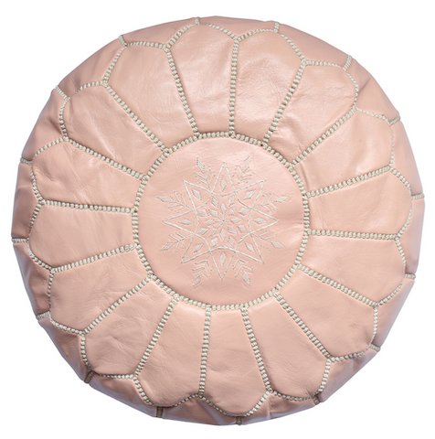Dusty Pink Moroccan Leather Ottoman Pouffe