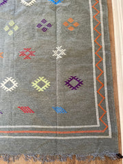 Kilim Rug - Charcoal grey - 245cm x 140cm