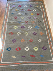 Kilim Rug - Charcoal grey - 245cm x 140cm