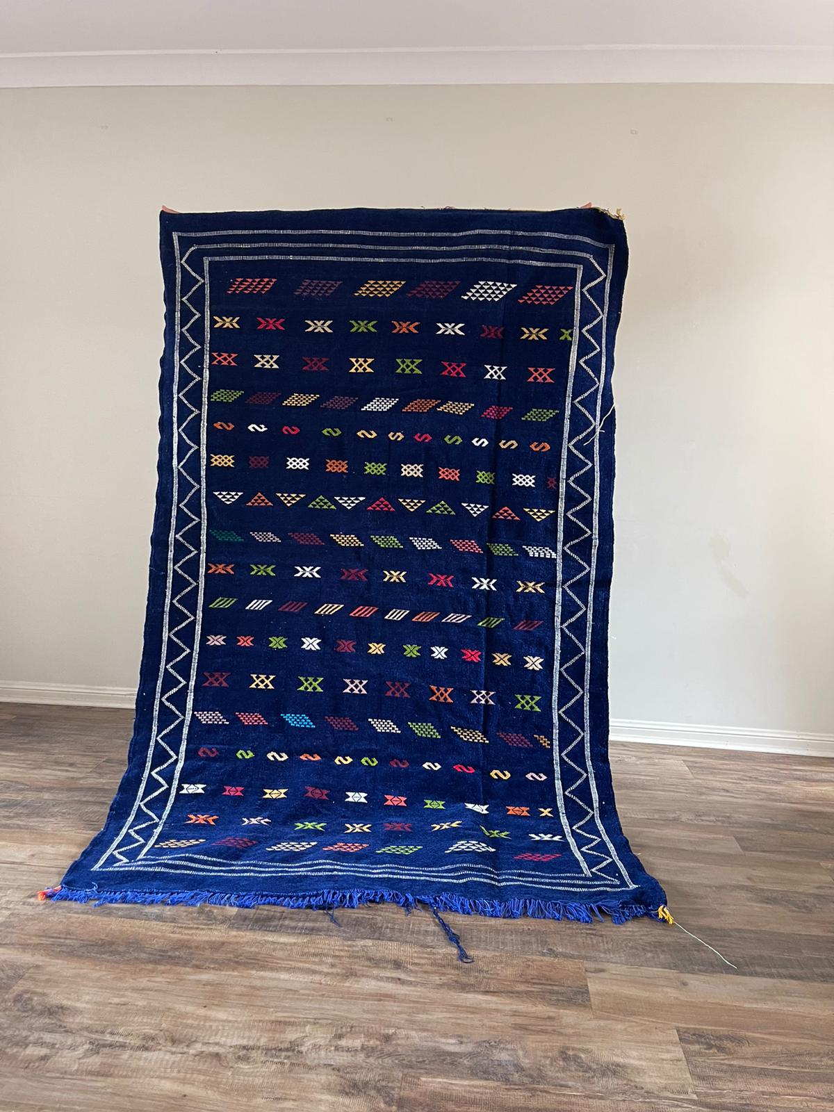 Blue wool Kilim- 250cm x 150cm