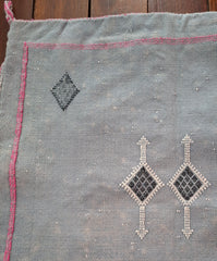 Cactus Silk Cushion Cover Grey Blue