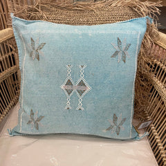 Cactus Silk Cushion Cover Light Blue