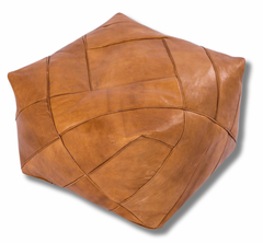 Weave Square Moroccan Leather Ottoman Pouffe