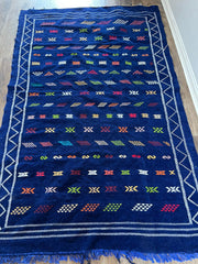 Blue wool Kilim- 250cm x 150cm