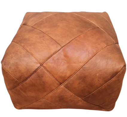Weave Square Moroccan Leather Ottoman Pouffe