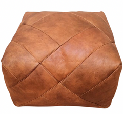 Weave Square Moroccan Leather Ottoman Pouffe