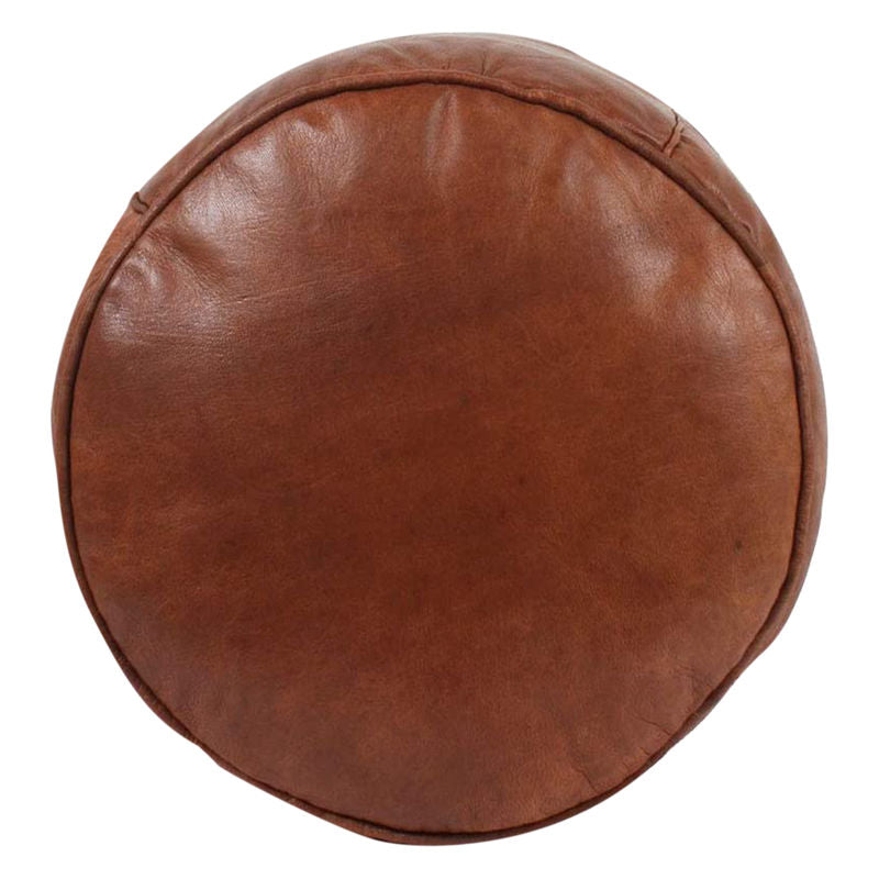 Tan Brown Round Tall Ottoman Leather Footstool – Cush & Co