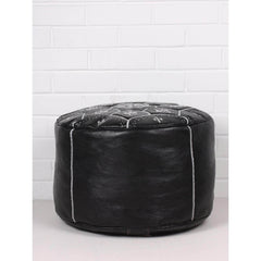 Full Embroidery Black Moroccan Pouf