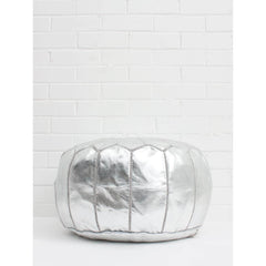Silver Moroccan Ottoman Pouf