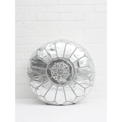 Silver Moroccan Ottoman Pouf