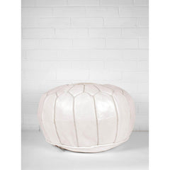 White Moroccan Ottoman Pouf 