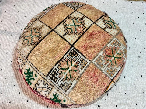 Moroccan Vintage Floor Cushion Pouf Round