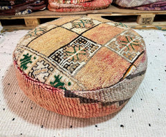 Moroccan Vintage Floor Cushion Pouf Round