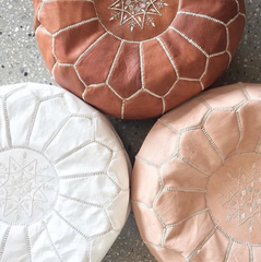 White Moroccan Ottoman Pouf
