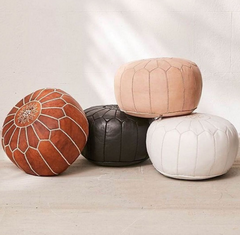  Brown Moroccan Ottoman Pouf Leather