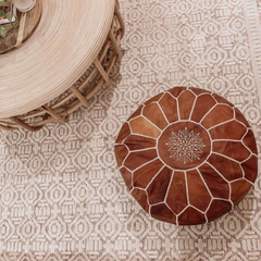 Tan Brown Moroccan Ottoman Pouf