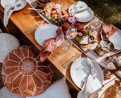 Tan Brown Moroccan Ottoman Pouf Leather