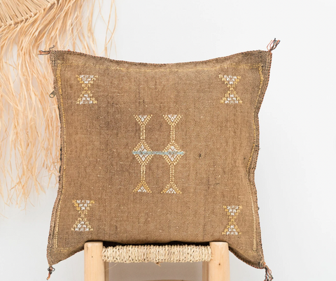 Cactus Silk Cushion Cover Light Brown