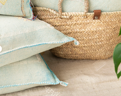 Cactus Silk Cushion Cover Light Blue