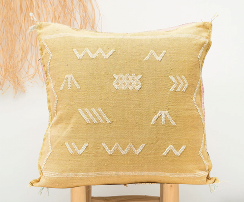 Cactus Silk Cushion Cover Yellow