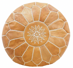light tan brown natural moroccan pouf ottoman