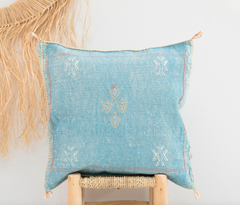 Cactus Silk Cushion Cover Light Blue