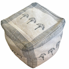 Palm Tree Beige Ottoman Pouf Cover