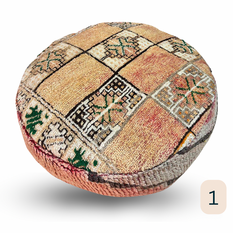 Moroccan Vintage Floor Cushion Pouf Round