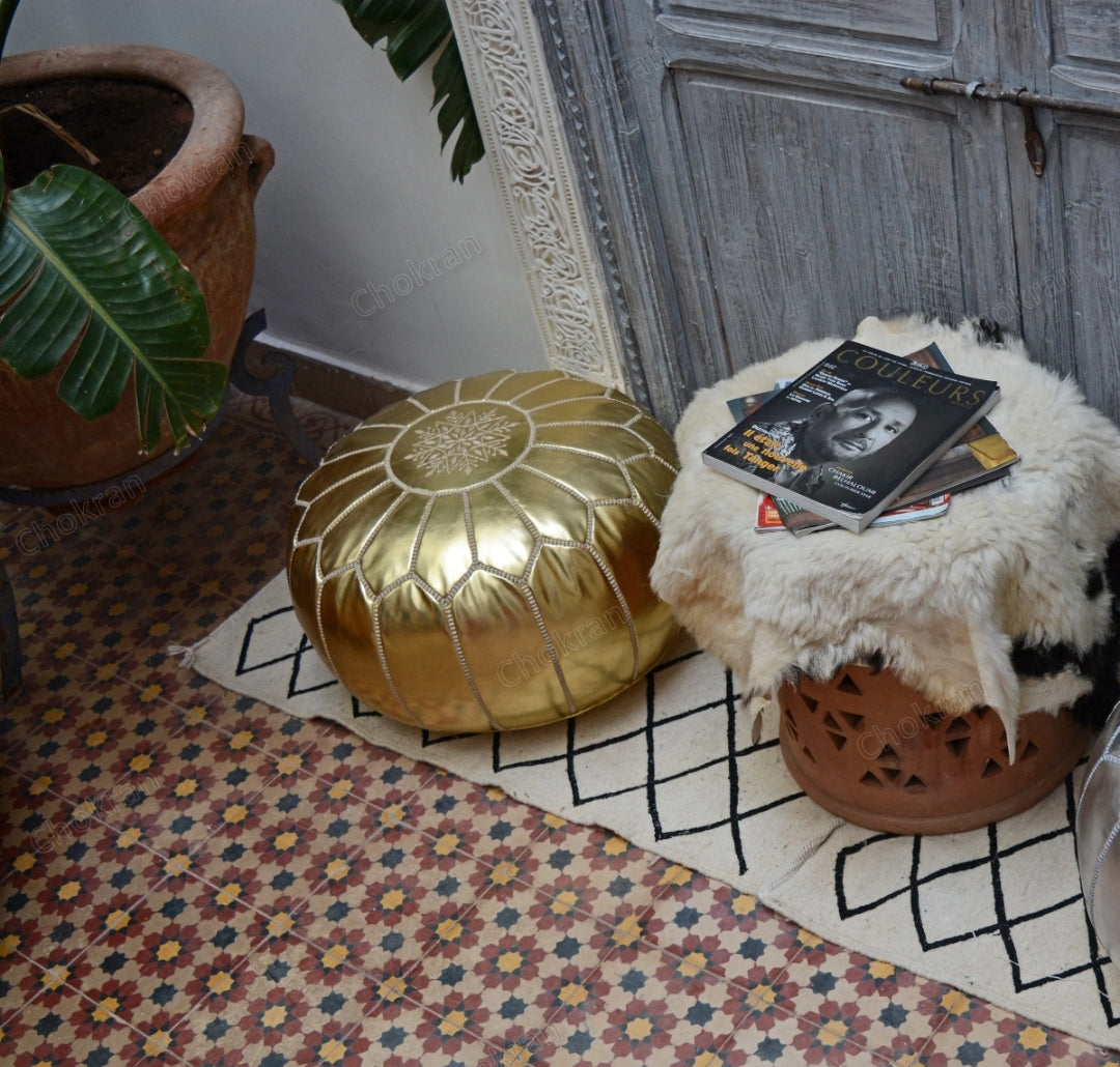 Gold Moroccan Ottoman Pouf