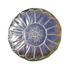 Silver Moroccan Ottoman Pouf