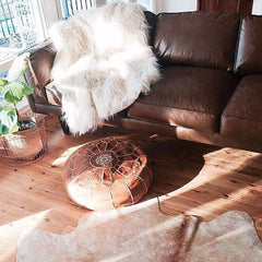 Tan Brown Moroccan Pouf