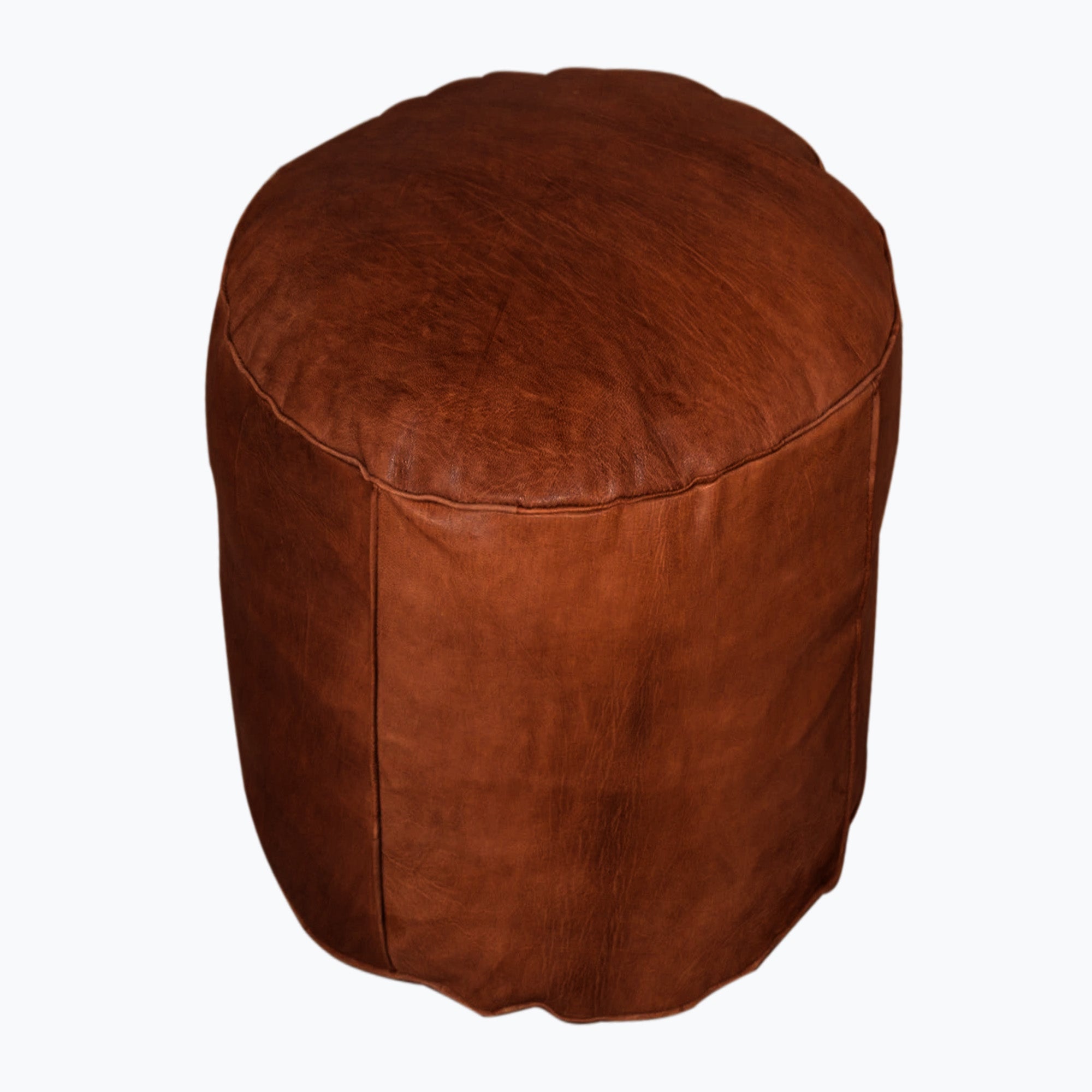 Tan Brown Round Tall Ottoman Leather Footstool – Cush & Co