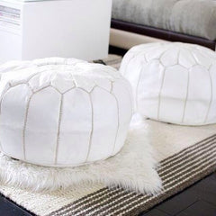 White Moroccan Poufs