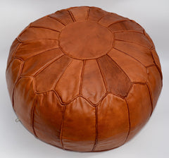 Piping Moroccan Ottoman Leather