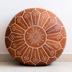 Full Embroidery Pouf Leather
