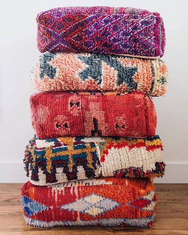 Moroccan Vintage Floor Cushion Pouf Square
