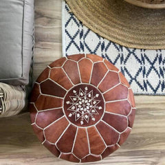 Dark Brown Moroccan Ottoman Pouf 